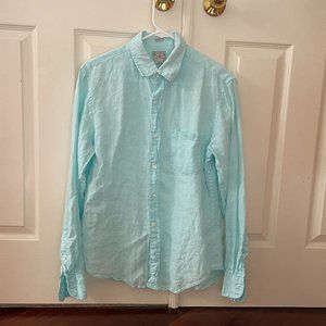 Tiffany Blue J Crew linen shirt. Medium